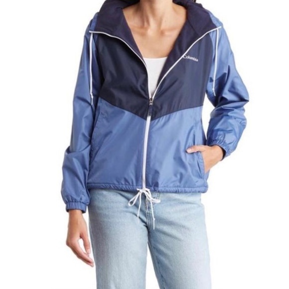 COLUMBIA May Valley Windbreaker Water Resistant Hooded Jacket SMALL Blue Purple - Picture 1 of 8